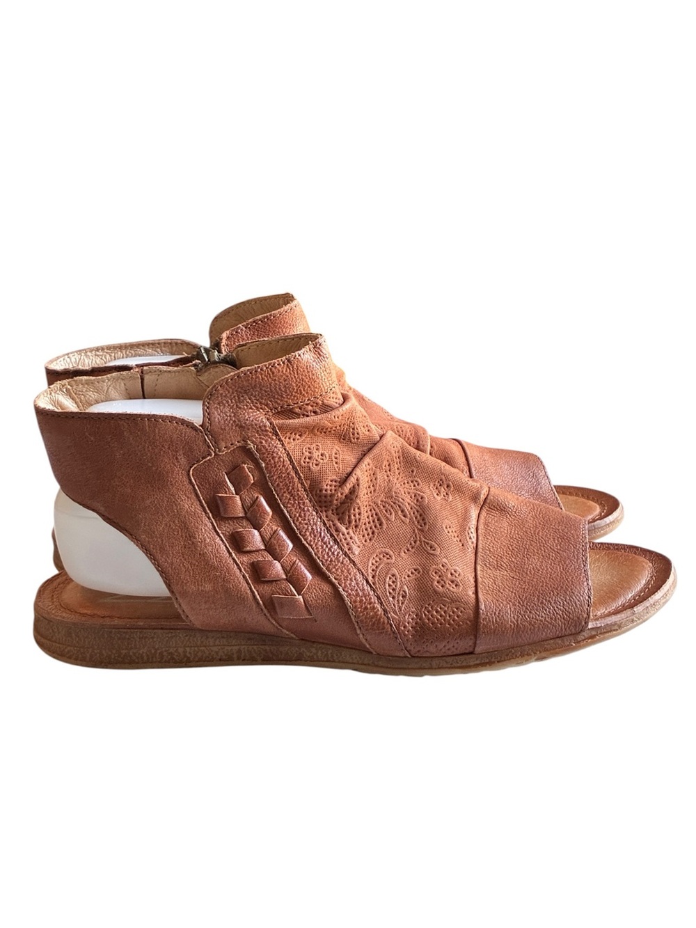 Miz Mooz Flaire Leather Open Toe Sandals Cognac Wide EU42 US 11 - Picture 2 of 10